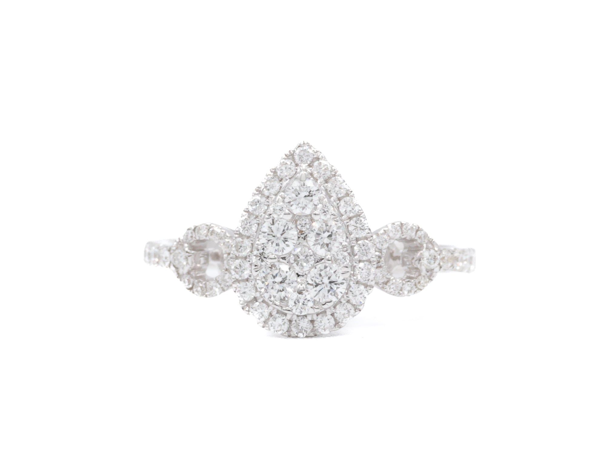 Pear Shape Invisible Set Diamond 18KT White Gold Ring 0.67ct R-67INV