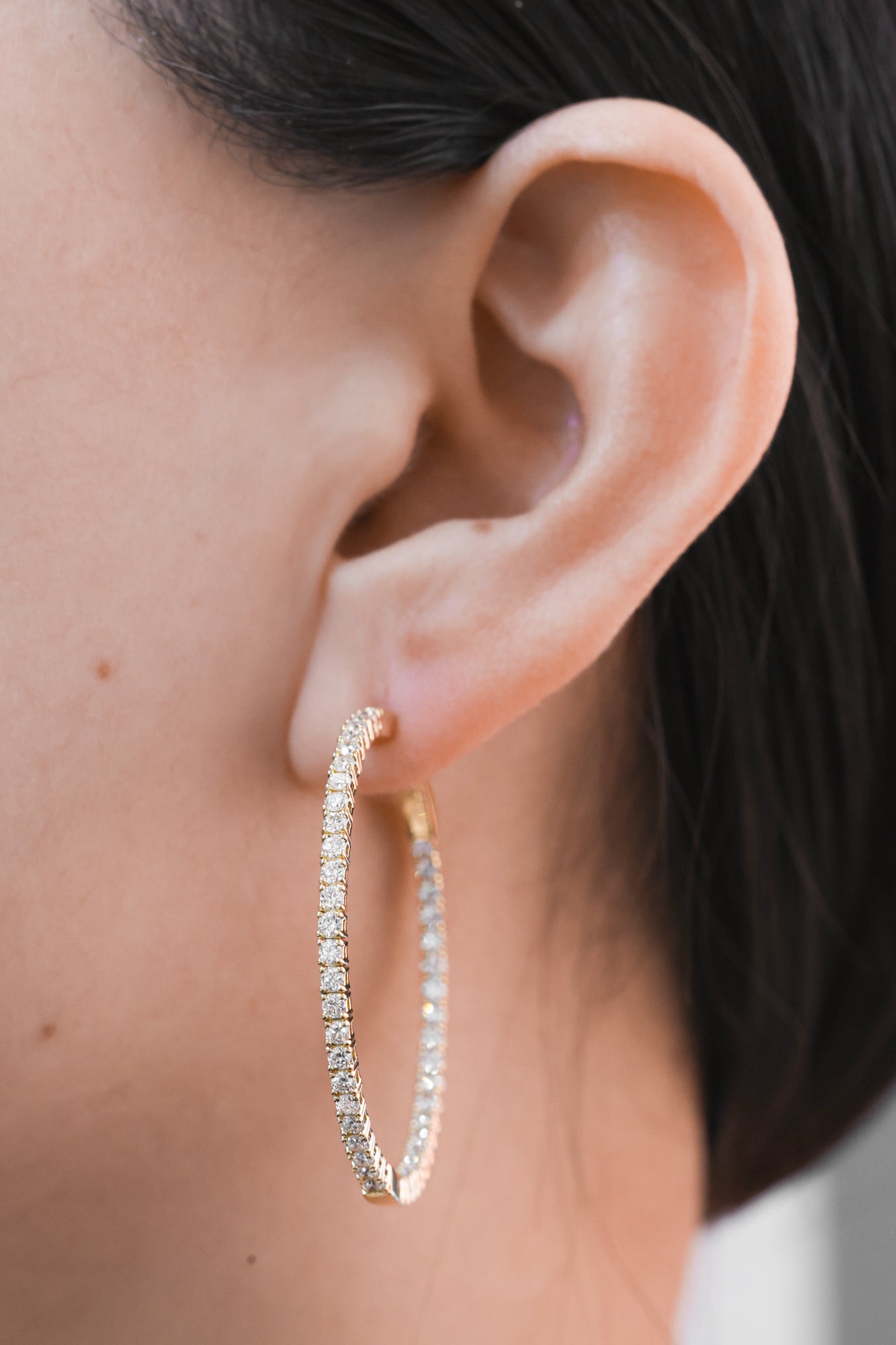 18KT Two-Tone Gold Round Diamond Flexible Hoops 2.35ctw E-235HOOP