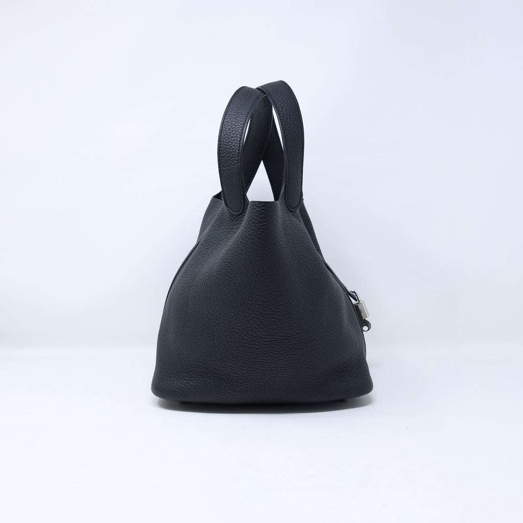 Hermes Black Clemence Picotin Lock MM Handbag