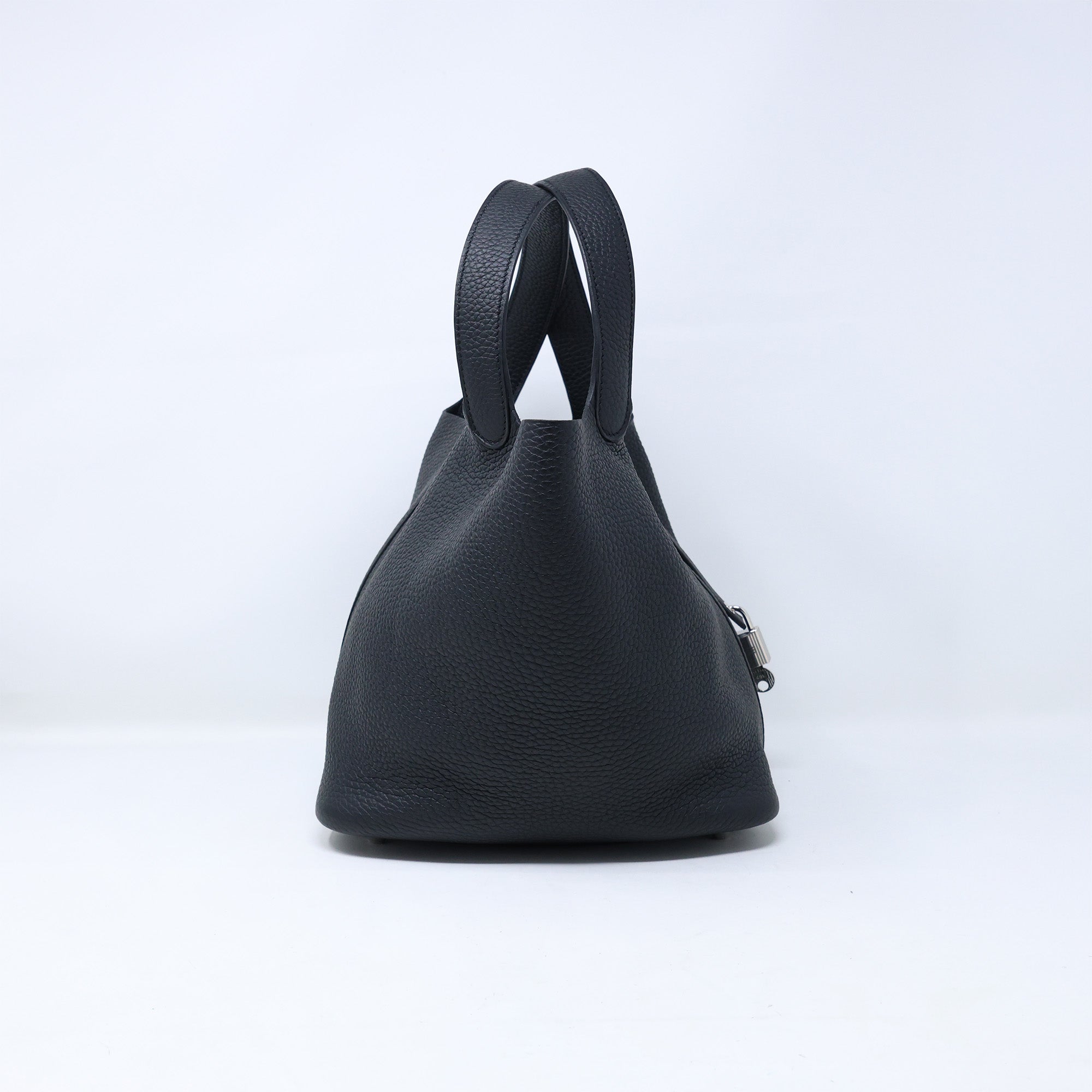 Hermes Black Clemence Picotin Lock MM Handbag