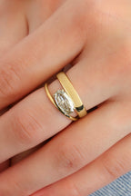 Oval Split Band Diamond Solitaire 18KT Yellow Gold Ring 1.3ct R-130OV