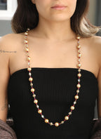 Yellow Gold PEARL & RUBY BEADS FIX, Statement Necklace