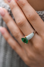 Emerald & Diamond 18KT White Gold Pavé Cocktail Ring 4.85ct R-185EM