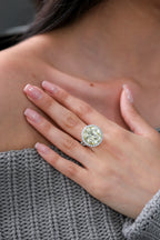 Round Fancy Yellow Diamond Halo Ring 18KT White Gold 14.07ct R-1259