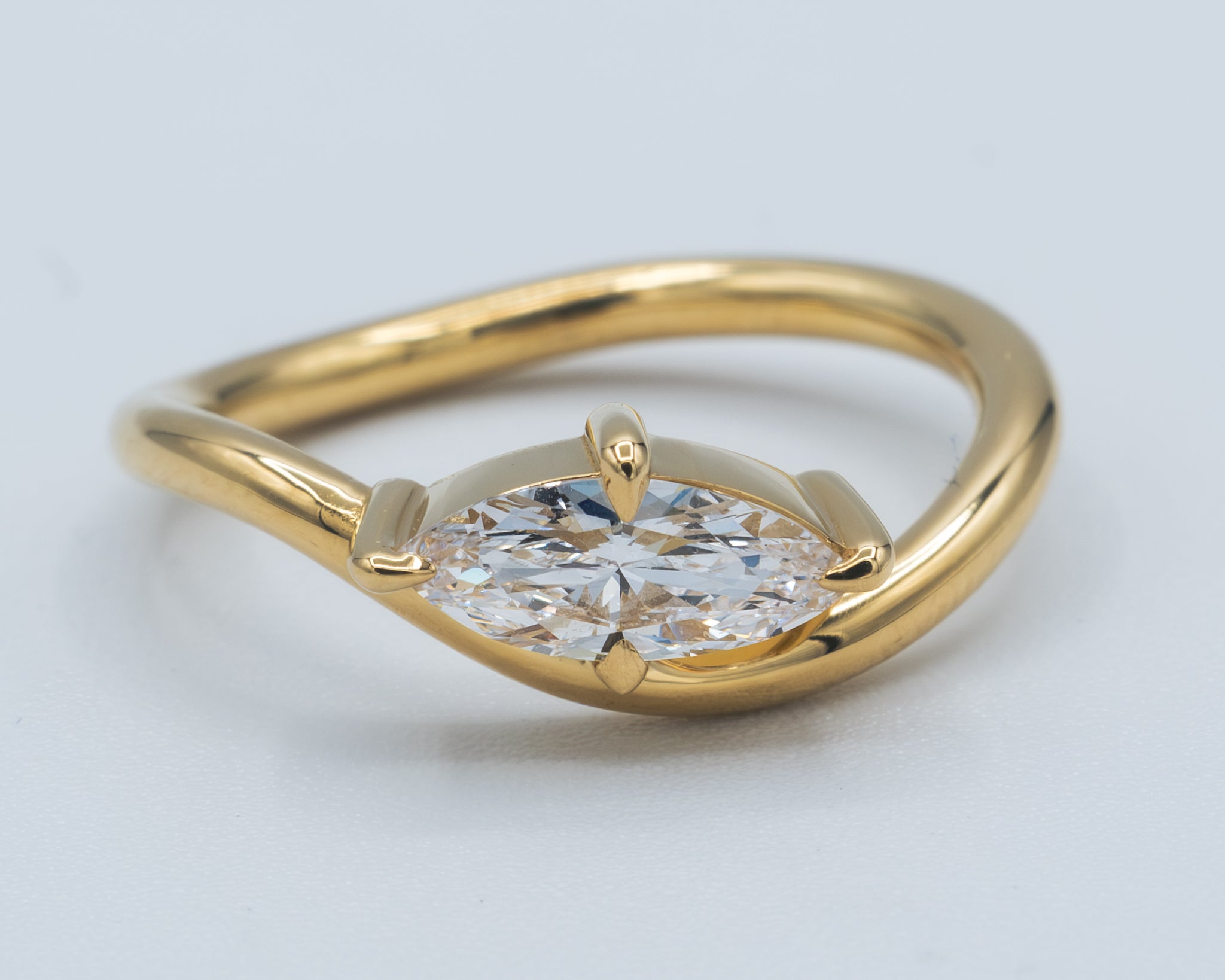 Yellow Gold Wavy Stack Ring Fashion Ring 0.5 cts.