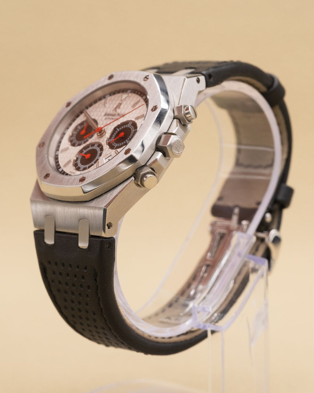 Audemars Piguet Royal Oak Tour Auto Silver with black subdials Dial on Black Leather Strap 26136ST.OO.D082VS.01 Complete 2007