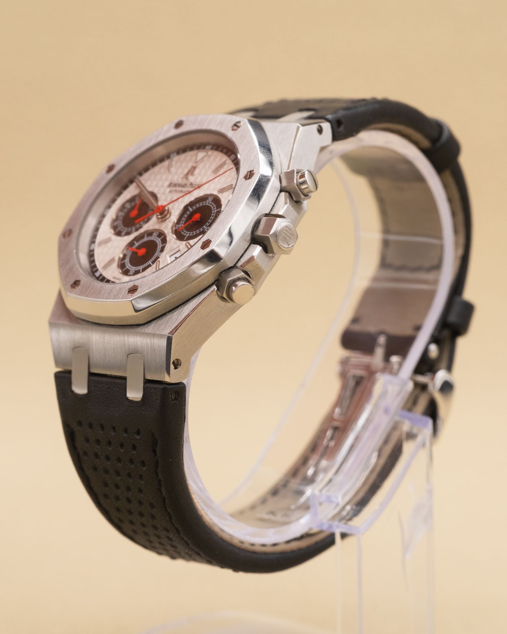 Audemars Piguet Royal Oak Tour Auto Silver with black subdials Dial on Black Leather Strap 26136ST.OO.D082VS.01 Complete 2007