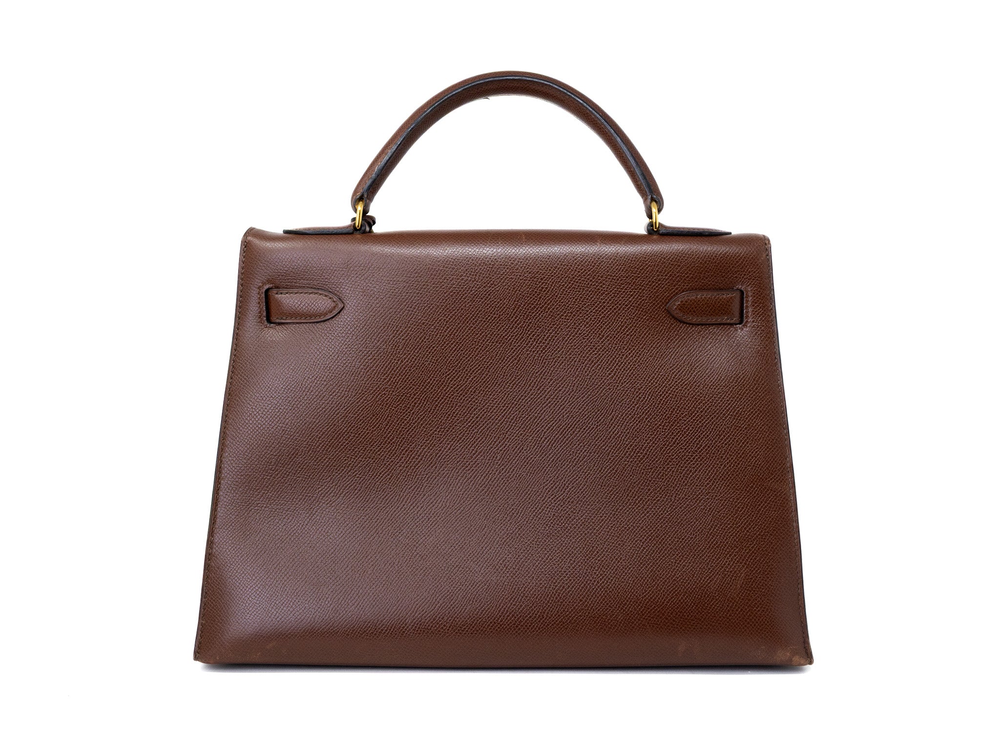 Vintage Hermes Kelly 32 Sellier Brown Handbag
