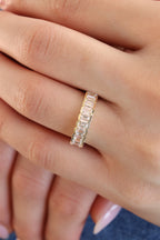 Emerald Cut Diamond Half Eternity Band 14KT Yellow Gold 1.98ct R-198EM