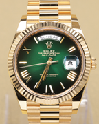 Rolex Day-Date 40 Green Ombre Roman Dial on President 228238 Complete 2025