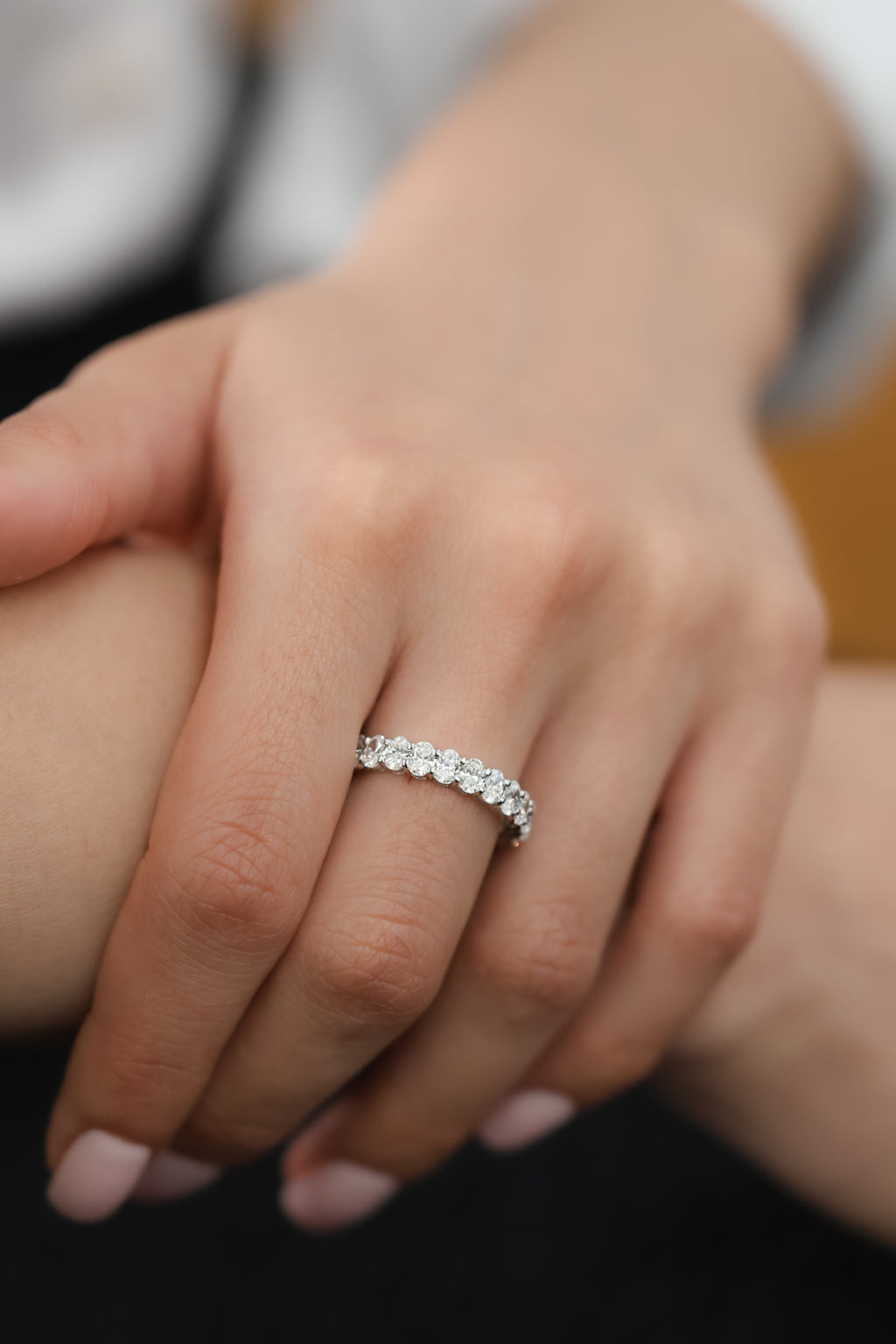 Oval Natural Diamond Eternity Band 18KT White Gold 2.48ct R-248OV