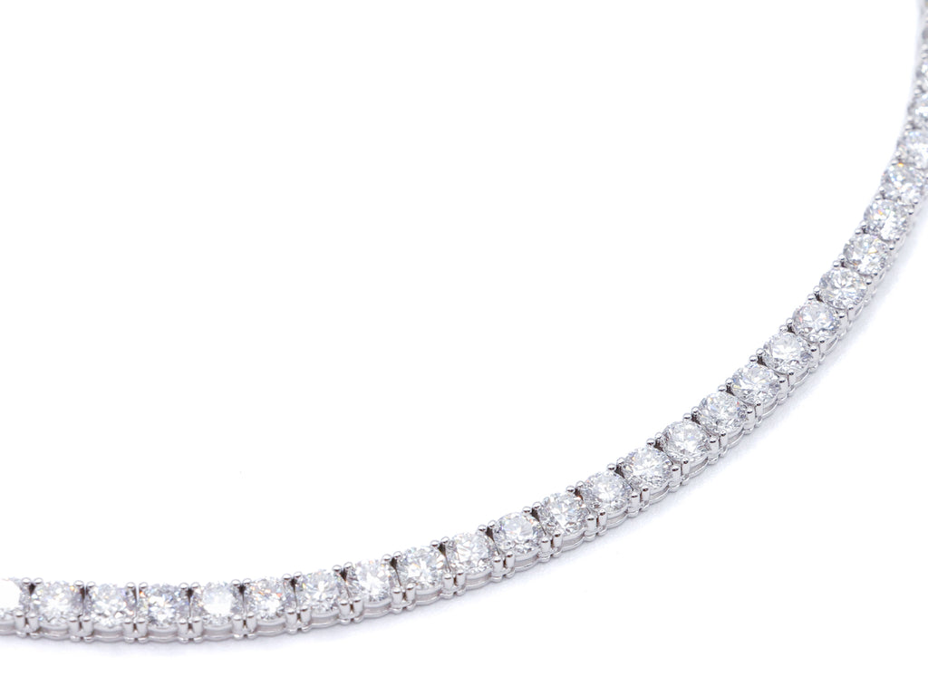 Kourosh 14K White Gold Round Lab Grown Diamond Tennis Necklace 18.9ct N-2013LGD