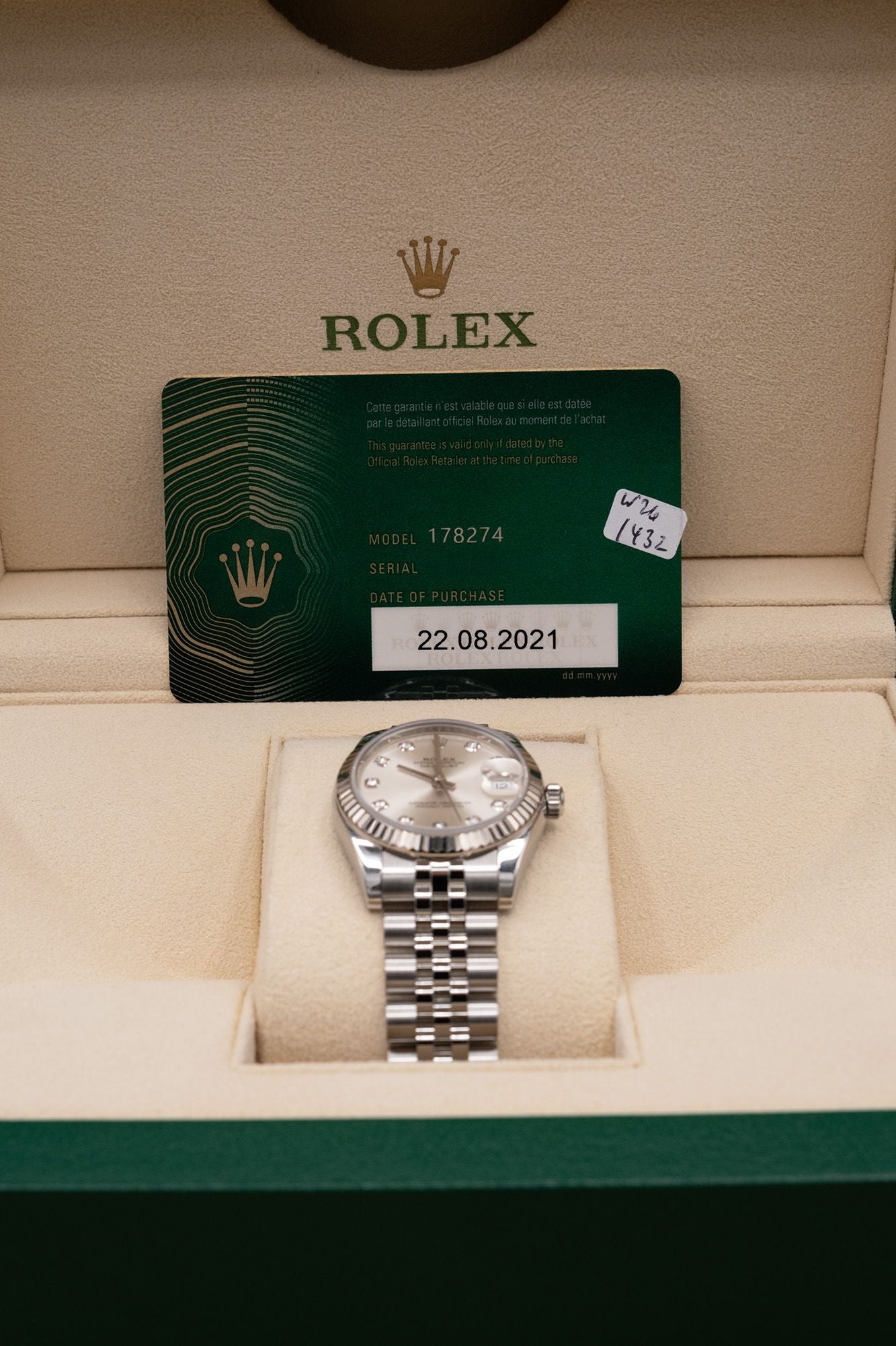 Rolex Datejust 31 Silver Diamond Dial on Jubilee 178274 Complete 2021