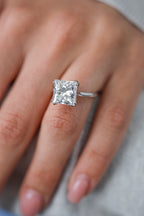 Princess Cut Diamond Solitaire Engagement Ring 18KT White Gold 4.35ct R-435