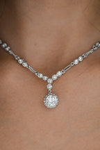 18K White Gold Round Sphere Diamond Drop Yard Necklace 1ct N-130