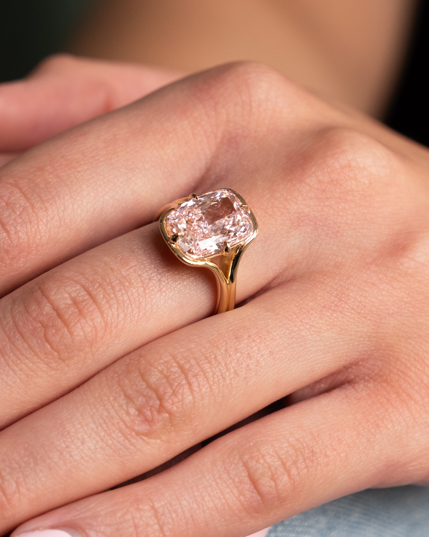 Yellow Gold PINK DIAMOND Engagement Ring 6.24 cts.