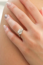 GIA Cushion Cut Natural Diamond Three Stone Platinum Ring 4.18ct R-334CU