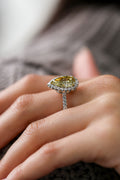 White Gold FANCY YELLOW PEAR SI1 Engagement Ring 4.25 cts.