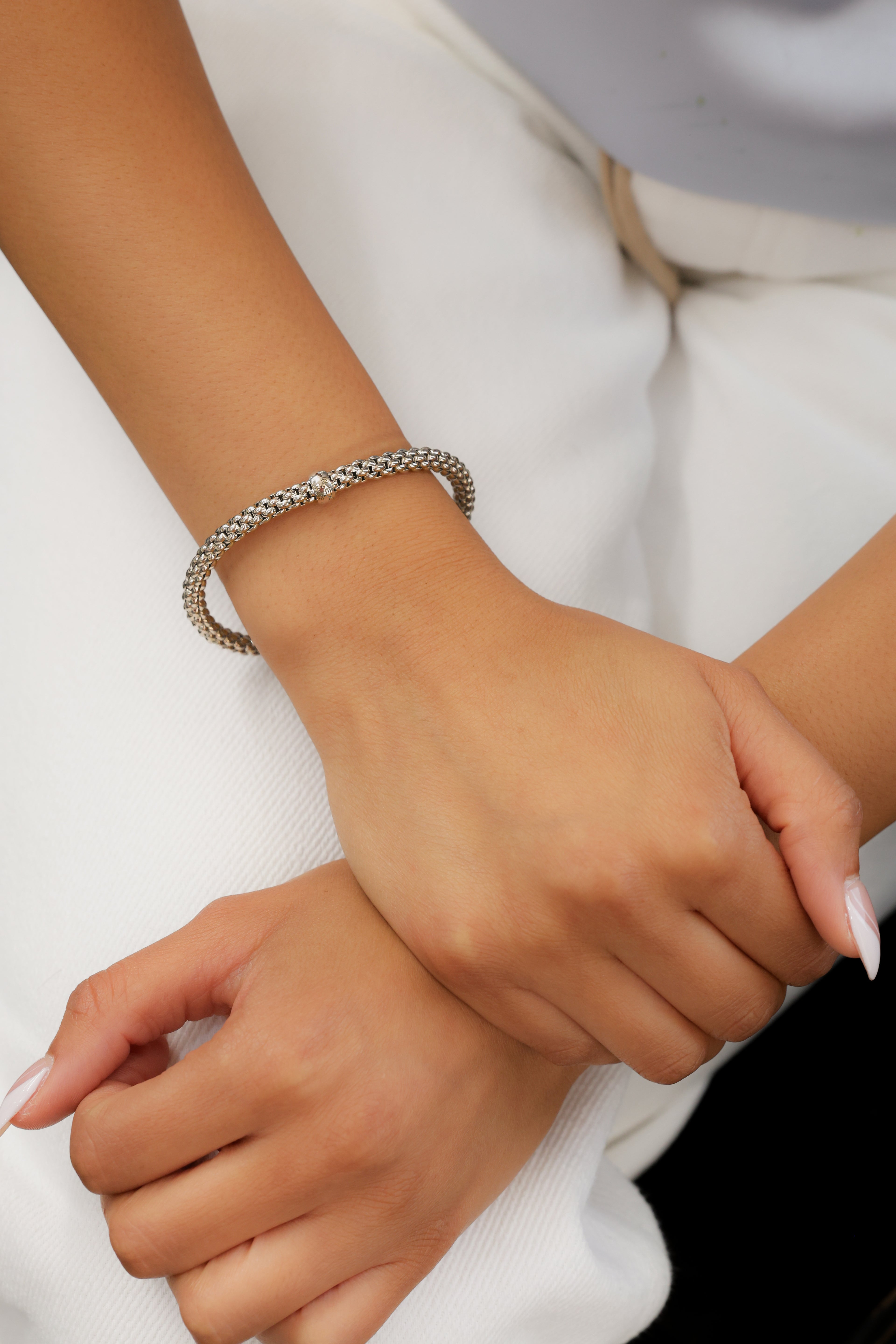 Diamond Bangle Bracelet in 14K White Gold, 1.57ct B-157BAG