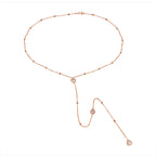 18K Rose Gold Round & Pear Natural Diamond Lariat Necklace N-308