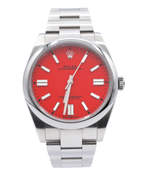 Rolex Oyster Perpetual 41 Coral Red Index Dial on Oyster 124300 Complete 2021