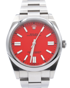 Rolex Oyster Perpetual 41 Coral Red Index Dial on Oyster 124300 Complete 2021