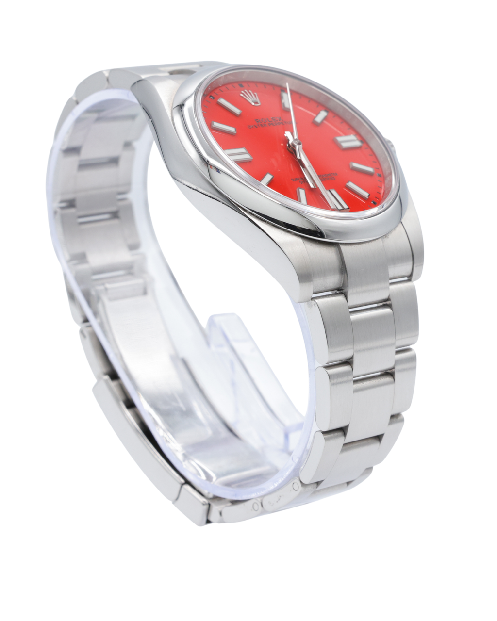 Rolex Oyster Perpetual 41 Coral Red Index Dial on Oyster 124300 Complete 2021