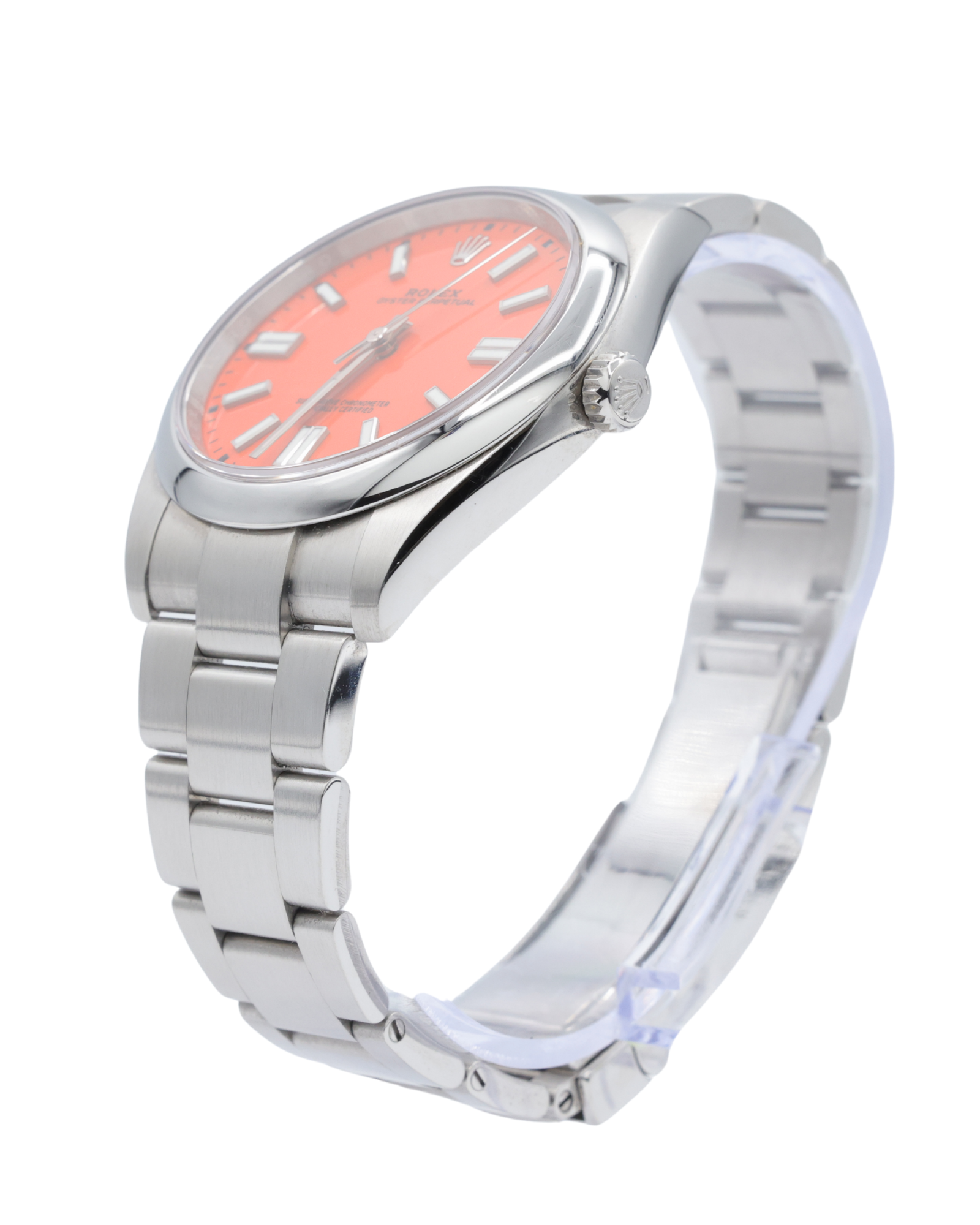 Rolex Oyster Perpetual 41 Coral Red Index Dial on Oyster 124300 Complete 2021