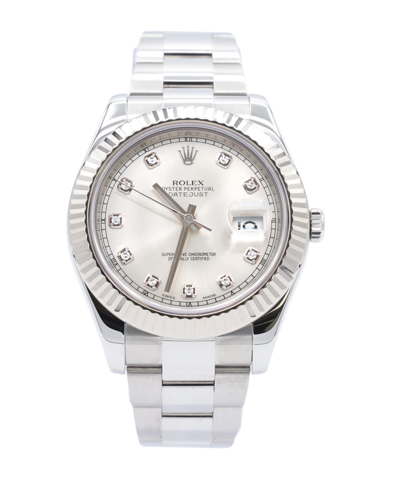Rolex Datejust II Silver Stick Dial on Oyster 116334 Complete 2012