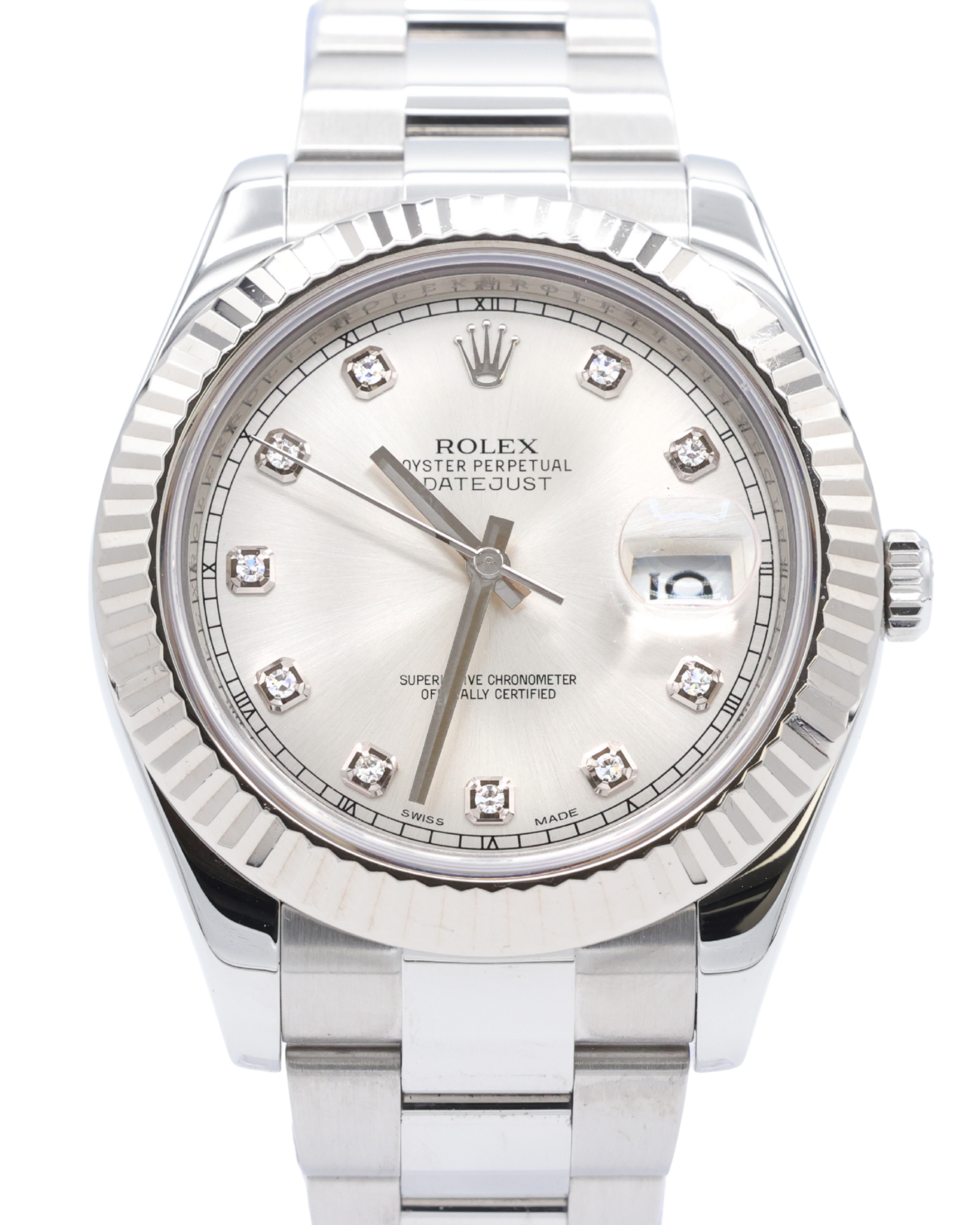 Rolex Datejust II Silver Stick Dial on Oyster 116334 Complete 2012