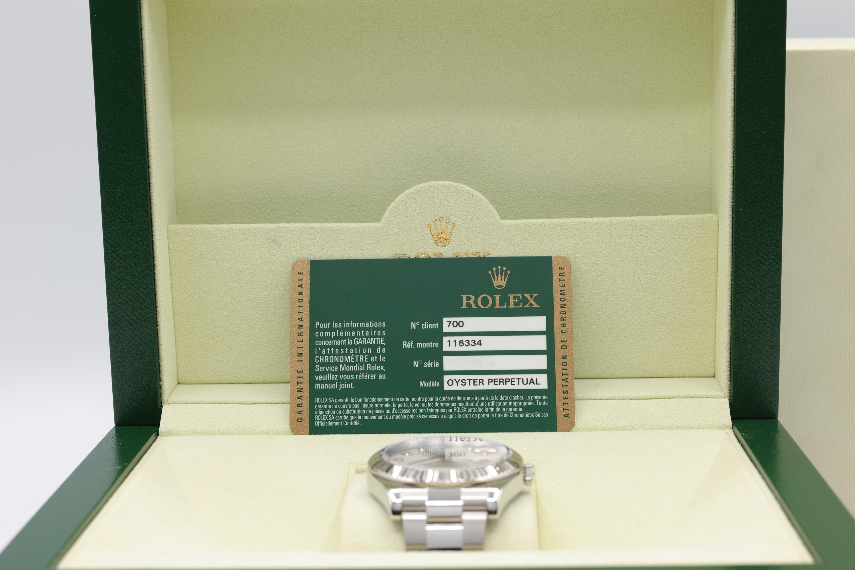 Rolex Datejust II Silver Stick Dial on Oyster 116334 Complete 2012