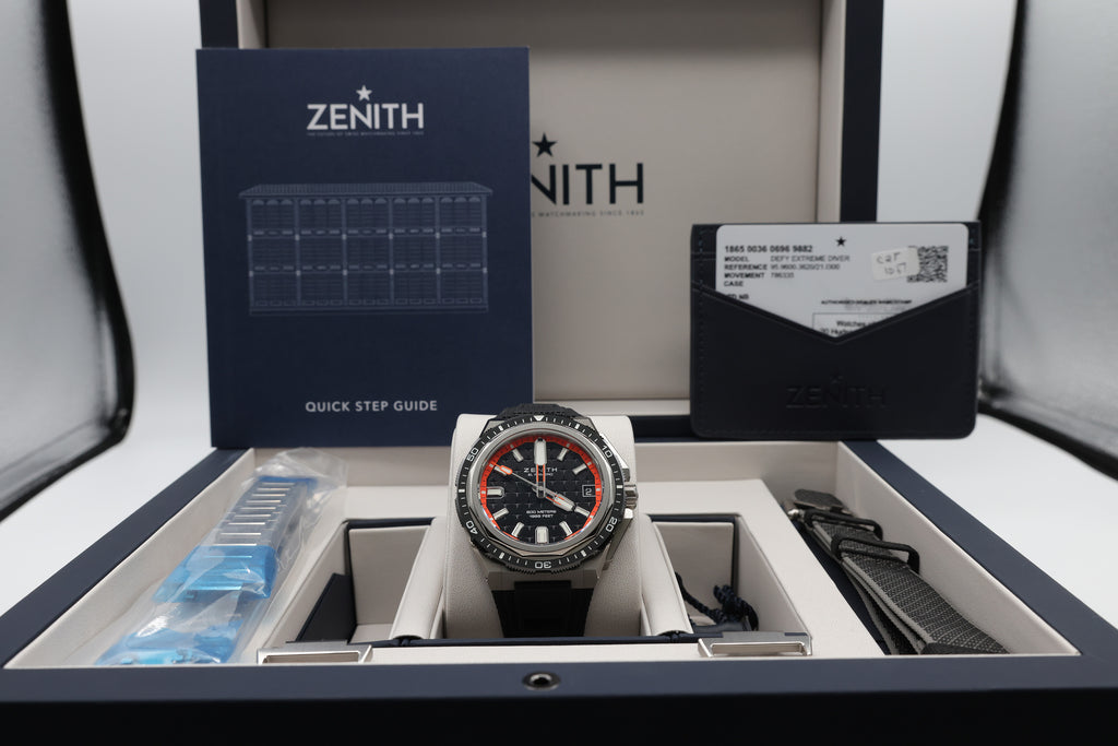 Zenith DEFY EXTREME DIVER Orange & Black Dial Dial on Black Rubber 95.9600.3620 Complete 2025