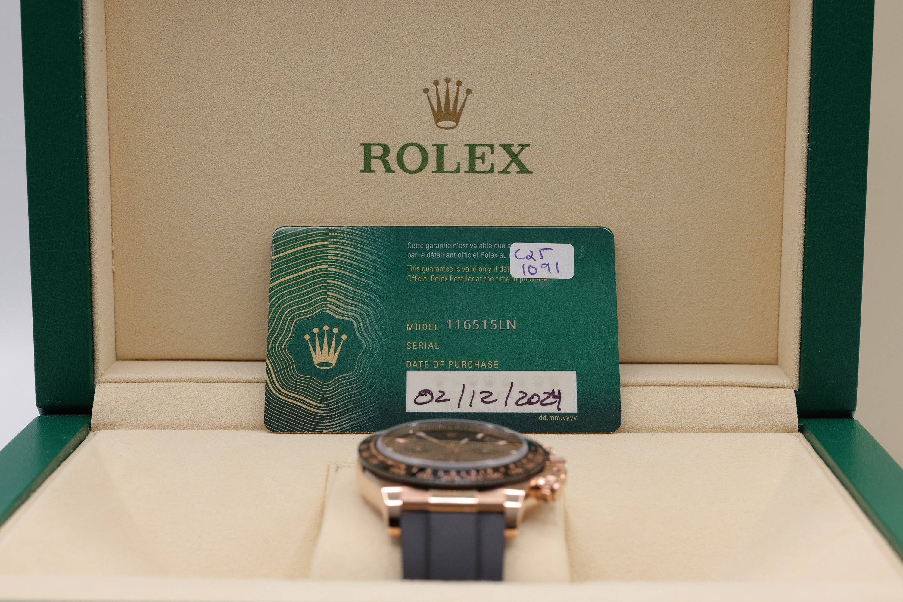 Rolex Daytona Chocolate Index Dial on Oysterflex 116515LN Complete 2024
