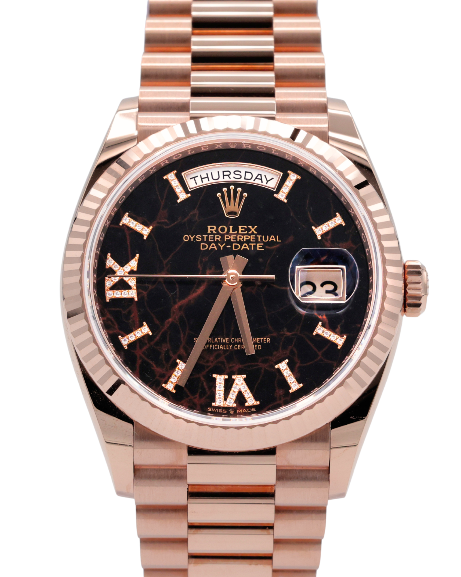 Rolex Day-Date 36 Eisenkiesel Diamond Dial on Diamond President 128235 Complete 2022