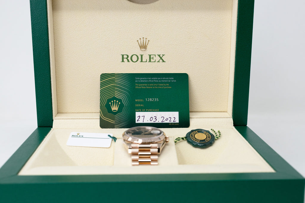 Rolex Day-Date 36 Eisenkiesel Diamond Dial on Diamond President 128235 Complete 2022