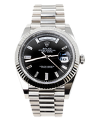 Rolex Day-Date 40 Black Baguette Diamond Dial on President 228239 Complete 2022
