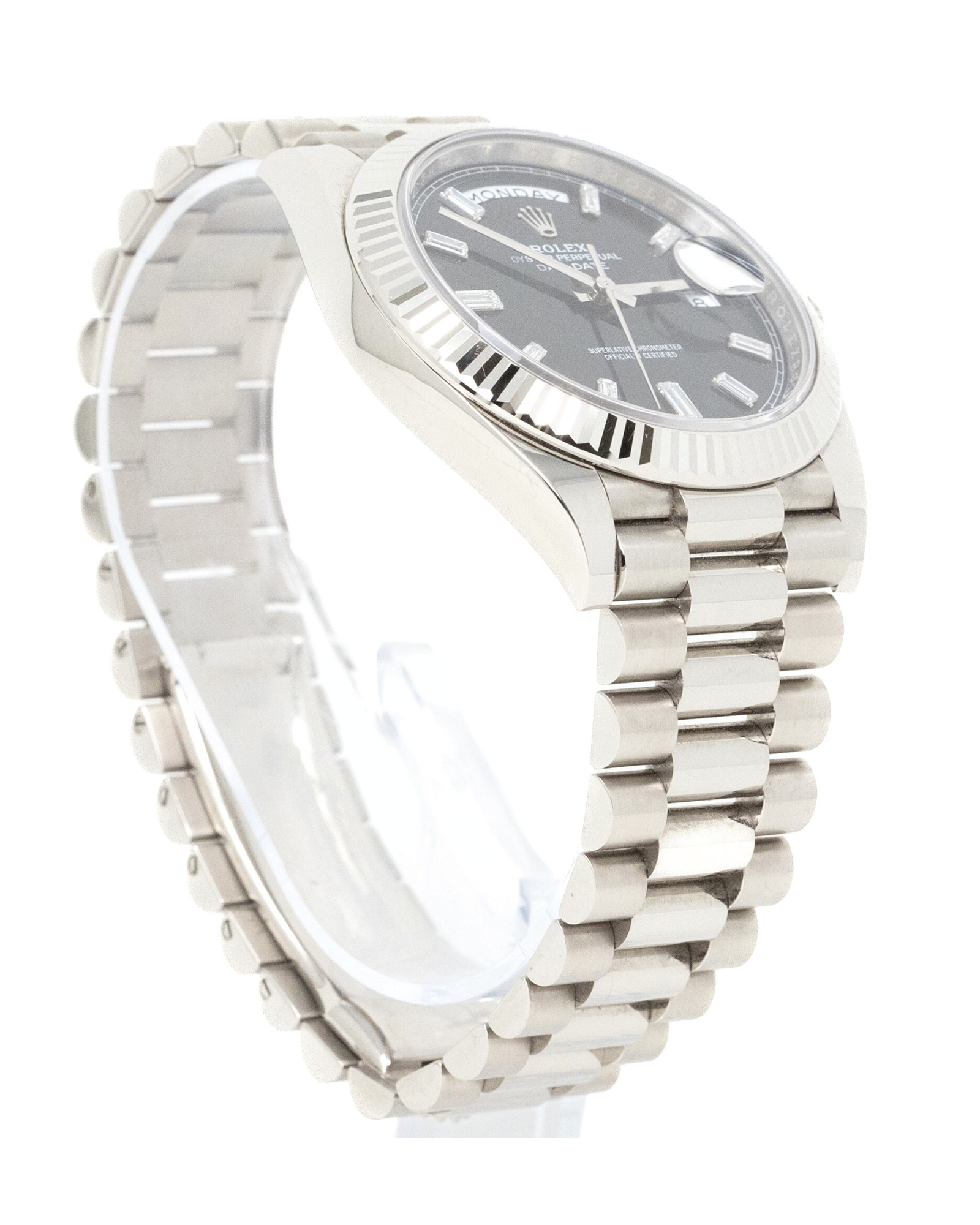 Rolex Day-Date 40 Black Baguette Diamond Dial on President 228239 Complete 2022