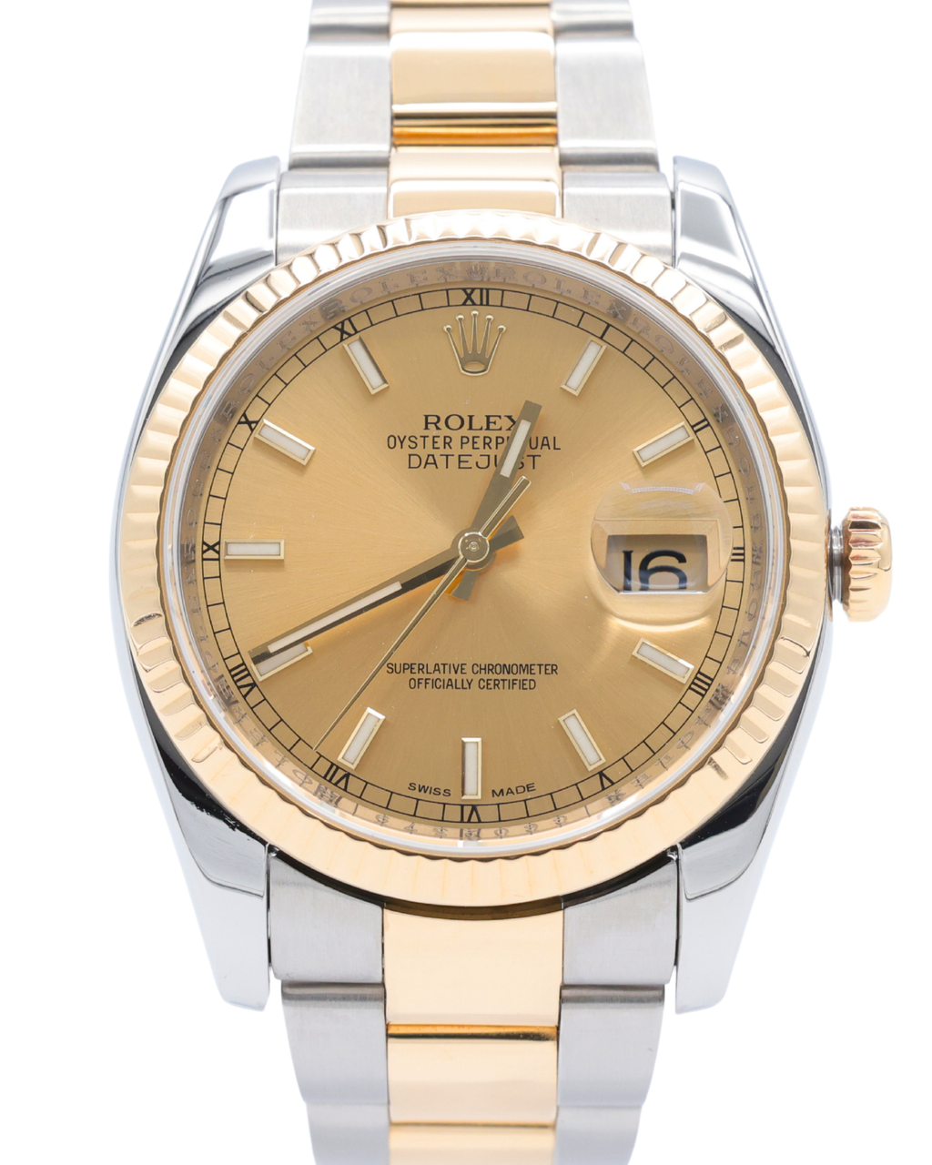 Rolex Datejust Champagne Stick Dial on Oyster 116233 Complete 2012