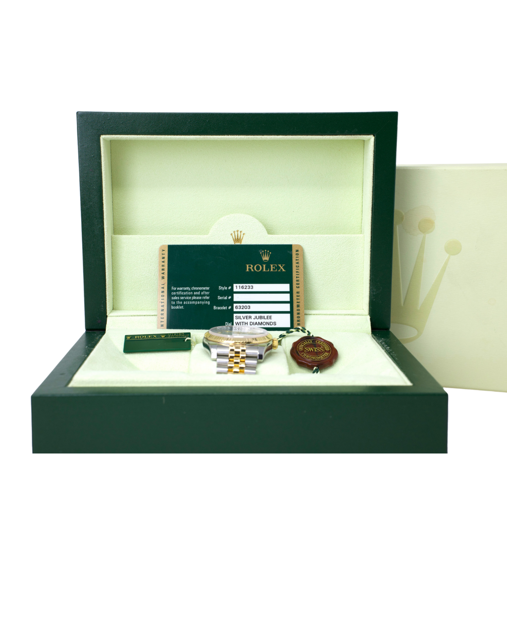 Rolex Datejust Silver Diamonds Dial on Jubilee 116233 Complete 2008