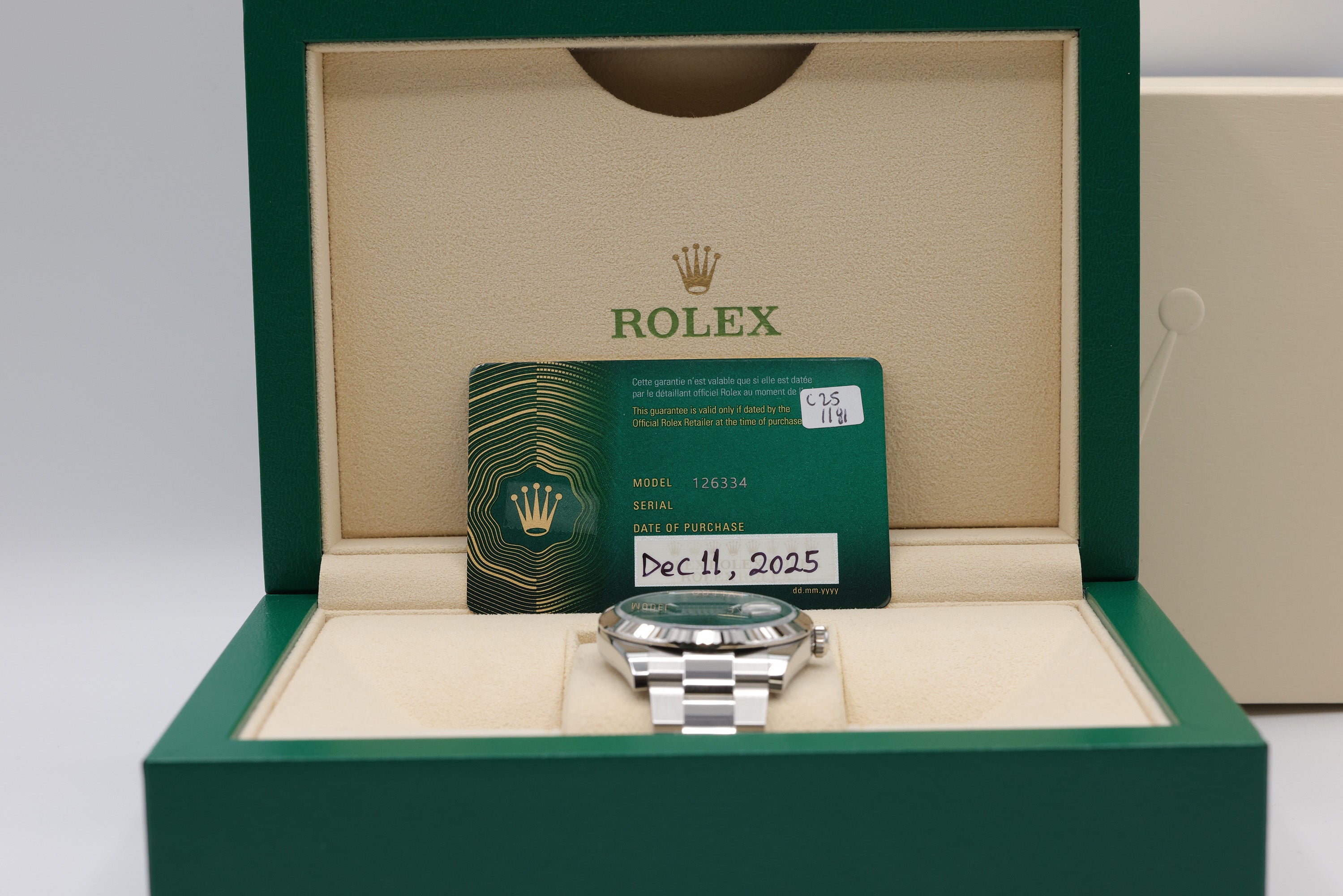 Rolex Datejust 41 Mint Green Index Dial on Oyster 126334 Complete 2025