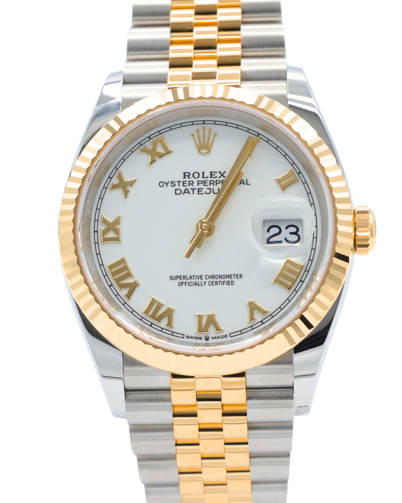 Rolex Datejust 36 White Roman Dial on Jubilee 126233 Complete 2025