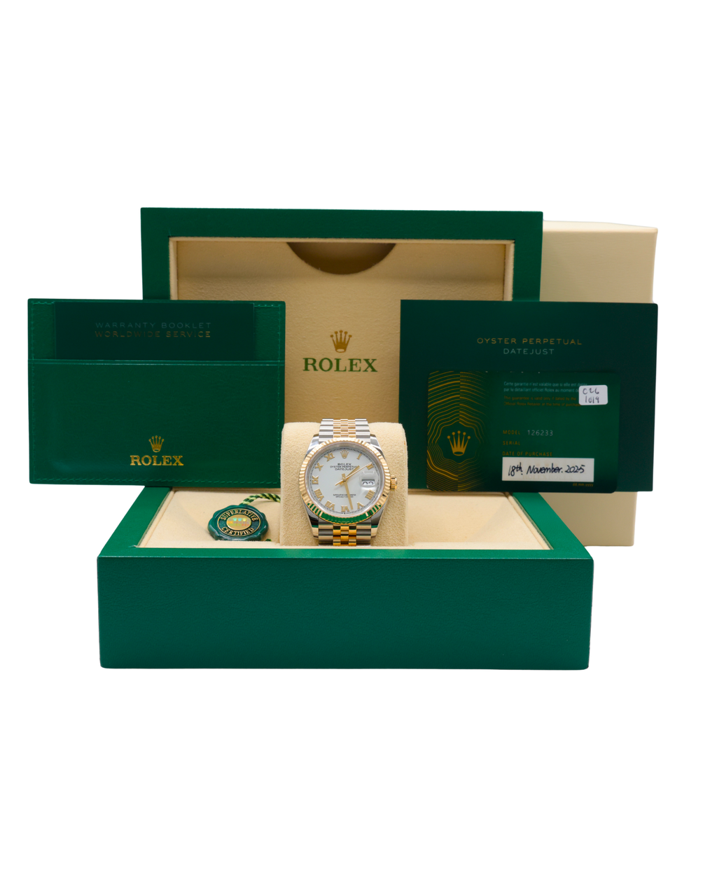 Rolex Datejust 36 White Roman Dial on Jubilee 126233 Complete 2025