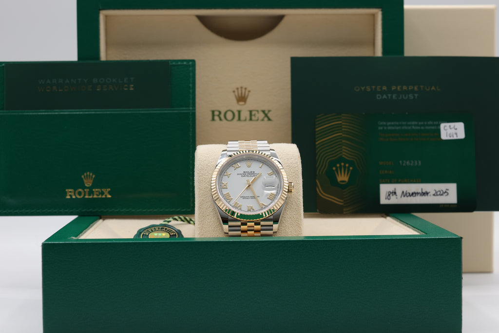 Rolex Datejust 36 White Roman Dial on Jubilee 126233 Complete 2025