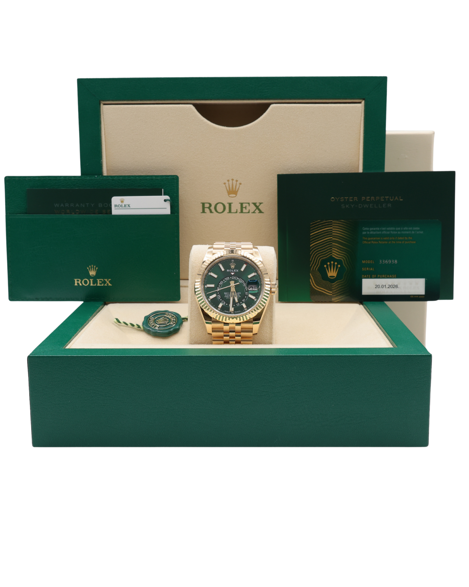 Rolex Sky-Dweller Green Dial on Jubilee 336938 Complete 2026