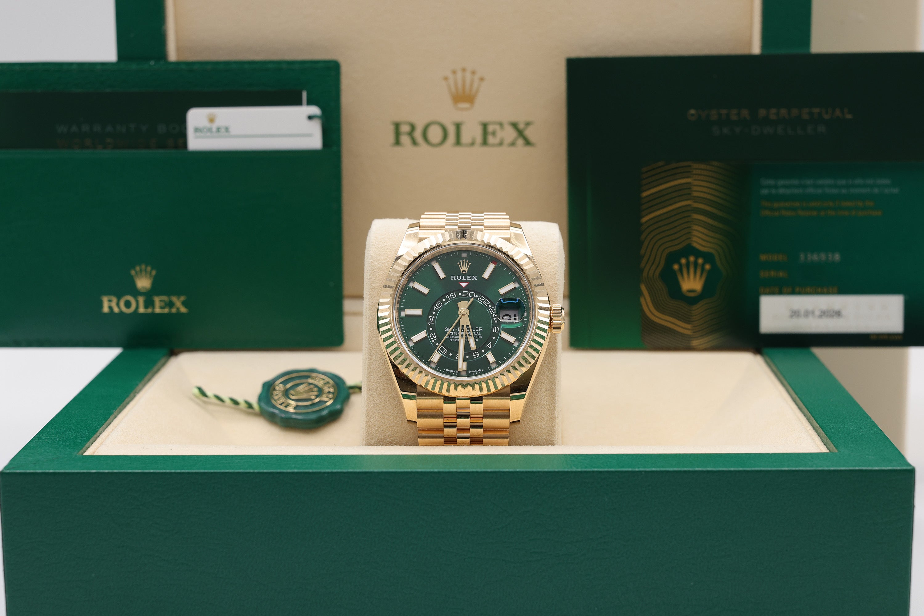 Rolex Sky-Dweller Green Dial on Jubilee 336938 Complete 2026