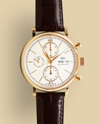 IWC Portofino Chronograph Silver Dial on Dark Brown Alligator Leather Strap IW391025 Complete 2025