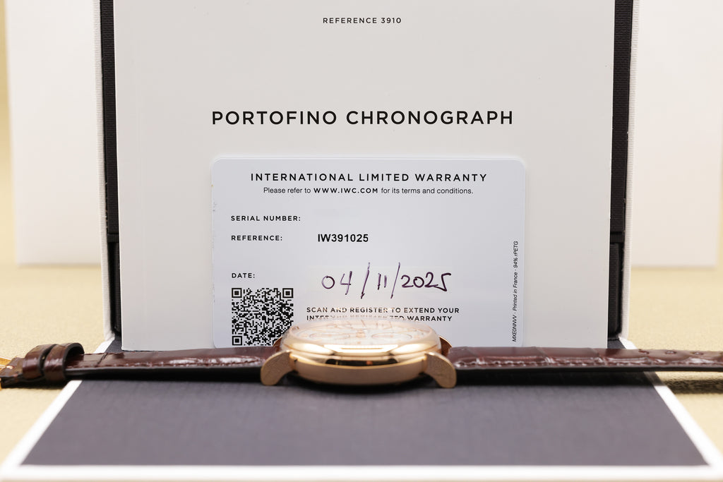 IWC Portofino Chronograph Silver Dial on Dark Brown Alligator Leather Strap IW391025 Complete 2025