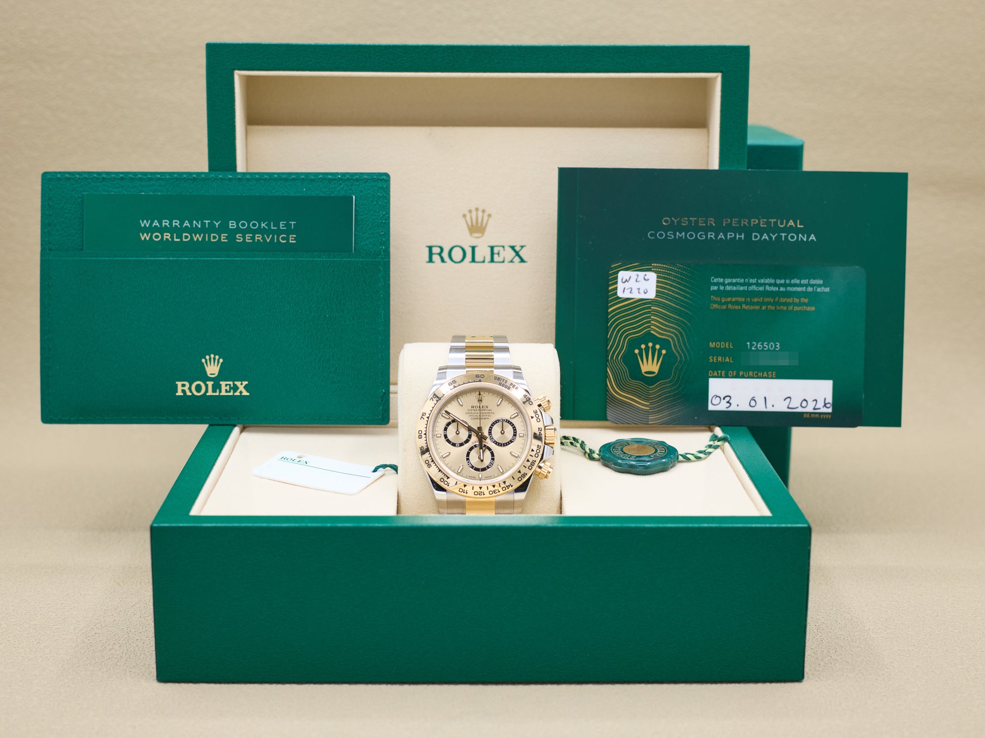 Rolex Daytona Golden Index Dial on Oyster 126503 Complete 2026
