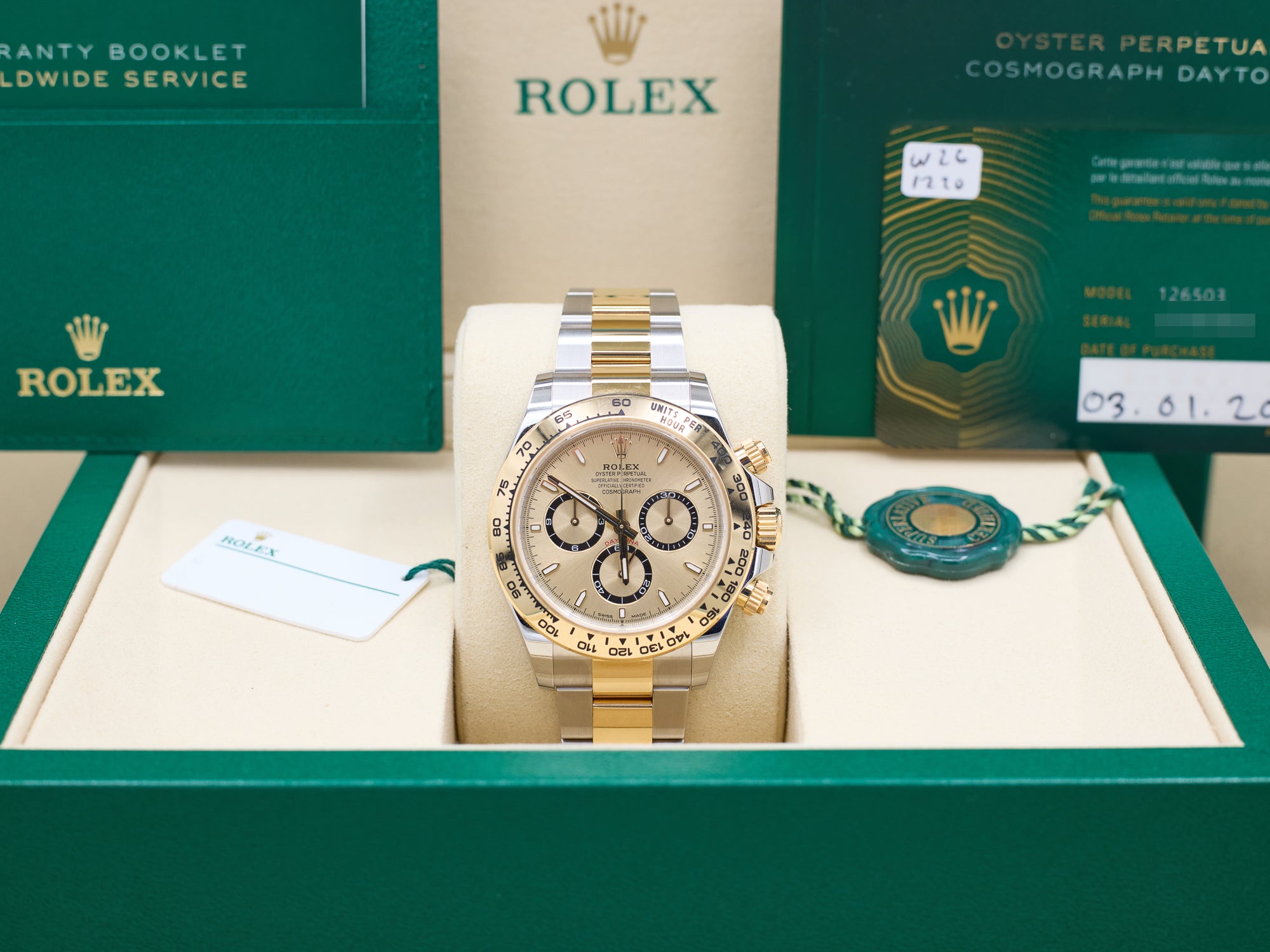 Rolex Daytona Golden Index Dial on Oyster 126503 Complete 2026