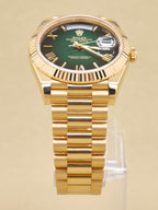 Rolex Day-Date 40 Green Ombre Roman Dial on President 228238 Complete 2026